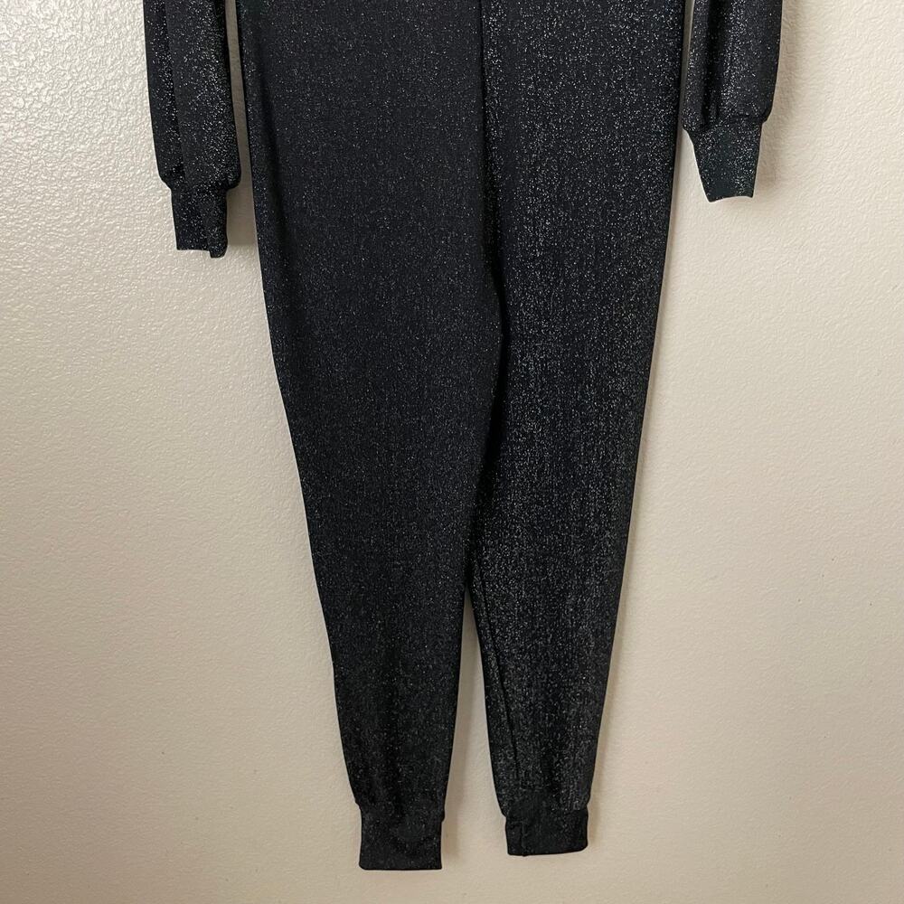 Savage X Fenty Jumpsuit Womens Medium Black Sleep & Shine Hooded Glitter Casual - Picture 8 of 11